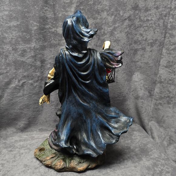 DWK Gothic Grim Reaper Holding Tealight Candle Lantern Statue Removable Scythe - Picture 5 of 14
